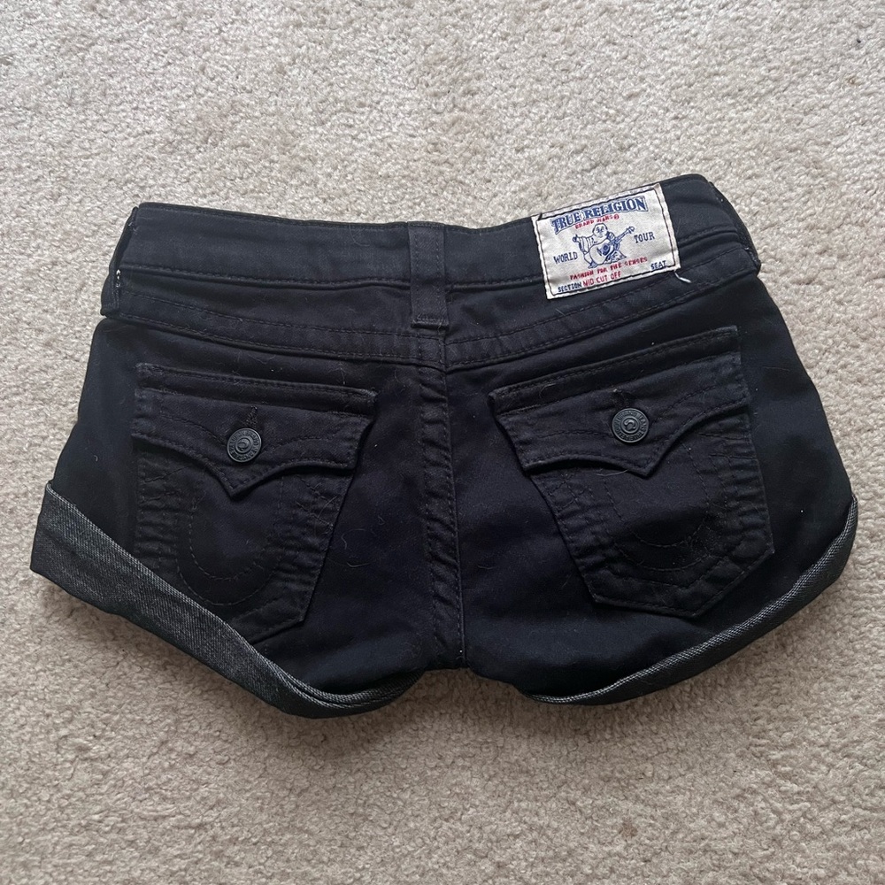 True Religion 24 Women's Black Low Rise Jean Shorts